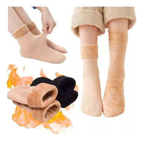 Calcetines Térmicos para Invierno | Pack x12 Pares colores Beige & Negro