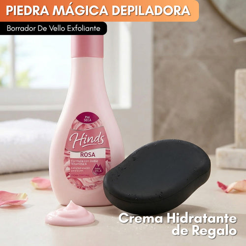 Piedra Mágica Borrador De Vello Exfoliante | Crema Hidratante de Regalo
